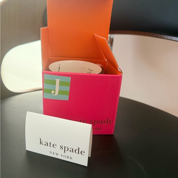 Kate Spade J Monogram Wickford Striped Green and Blue Mug - Picture 2 of 5